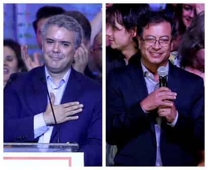 Definidos. Iván Duque (Izq.) y Gustavo Petro se verán en la segunda vuelta en Colombia. (EFE)