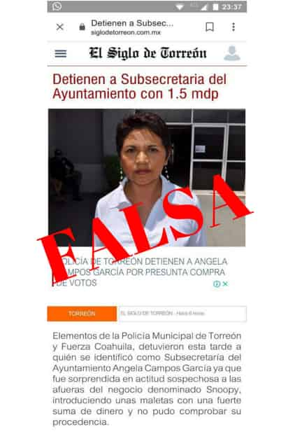 En redes sociales usan diseño de sitio web de El Siglo de Torreón para difundir noticias falsas. 