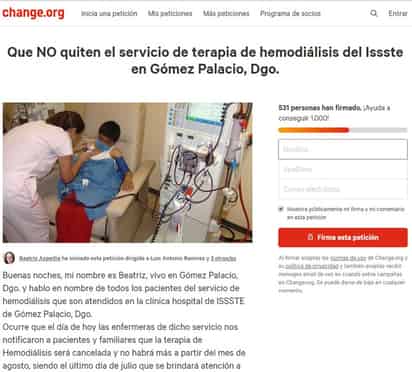 La petición de firmas se creó el viernes en la plataforma Change.org, la respuesta ha sido buena. (CORTESÍA)
