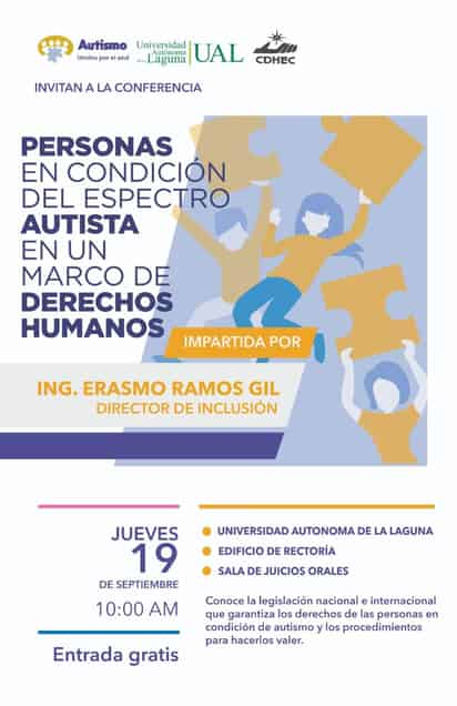  Erasmo Ramos Gil impartirá este jueves por la mañana la conferencia Personas en Condición del Espectro Autista en un Marco de Derechos Humanos, en la Universidad Autónoma de La Laguna.