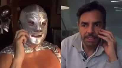 El luchador e ídolo de los mexicanos 'El Hijo del Santo', ha dado muestra de su buen humor al realizar una divertida parodia en complicidad de Eugenio Derbez, al dar vida a un famoso meme que cada Semana Santa se hace popular. (ESPECIAL)