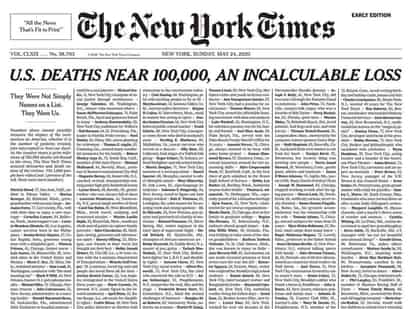 La impactante imagen de la primera página, muy compartida en redes sociales, es una larga lista a seis columnas que pone nombre, edad e historia vital a las crudas cifras de la tragedia. (ESPECIAL)