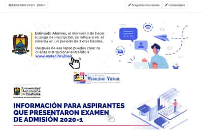 Sólo se deberá ingresar a la página www.admisiones.uadec.mx y dar “clic” en el enlace que dice “registro”. (ESPECIAL)