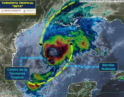 La Conagua informó que la depresión tropical 22 se intensificó a tormenta tropical 'Beta' en el Golfo de México. (TWITTER)