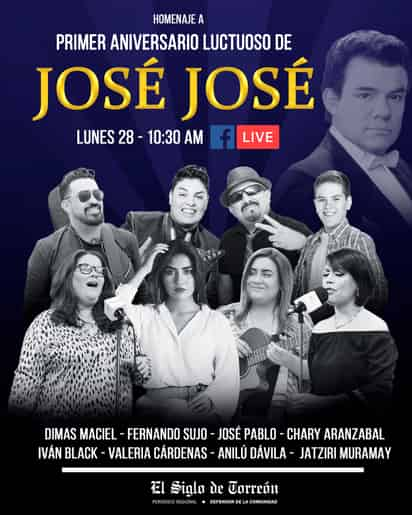 Puro talento. Artistas locales se reunirán este lunes para homenajear a José José.