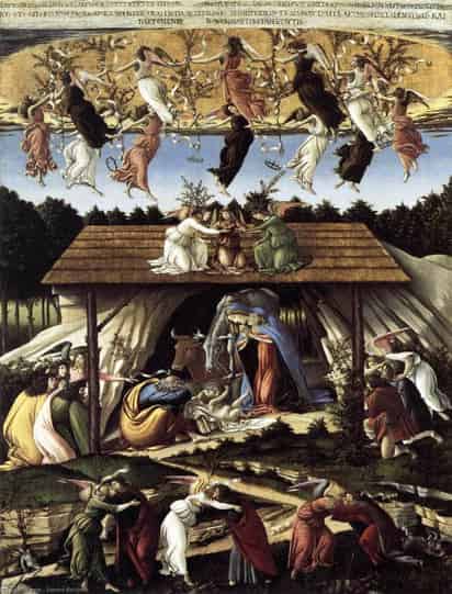 Representación. La Navidad Mística de Botticelli es una de las obras más complejas que abordan el nacimiento de Jesús.