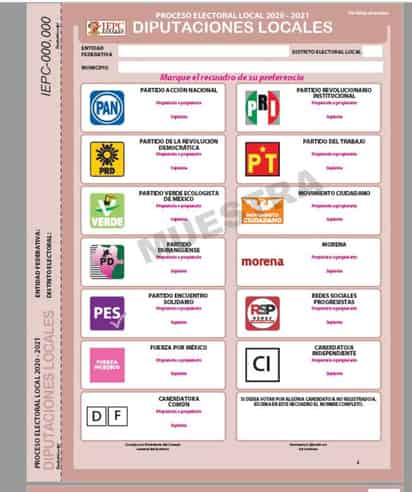 Las boletas electorales estarán adheridas a un talón foliado. (EL SIGLO DE TORREÓN) 