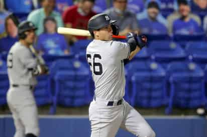 El receptor Kyle Higashioka pegó dos cuadrangulares en la victoria de los Yanquis 3-1 sobre Azulejos de Toronto. (AP)