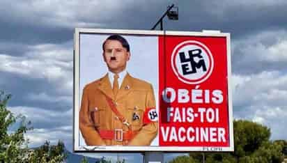 El presidente francés, Emmanuel Macron, denunció a un ciudadano del sur de Francia que colgó diversos carteles en los que aparecía su rostro con el bigote de Hitler y con un uniforme nazi, informaron este miércoles medios locales. (ESPECIAL) 

 