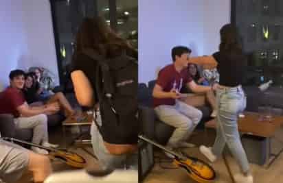 El video que muestra a la joven reencontrarse con su novio (el chico del sofá), se ha vuelto viral gracias a usuarios que señalan una presunta infidelidad por parte de éste (CAPTURA) 
