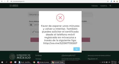 Hay personas de la Región Lagunera que han tenido problemas para descargar el certificado de vacunación anti-COVID-19. (ESPECIAL)