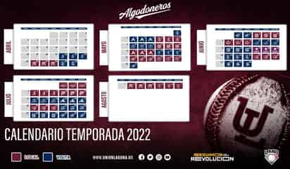Los Algodoneros del Unión Laguna dieron a conocer su calendario de la temporada 2022, que incluye 90 juegos y comenzará el próximo jueves 22 de abril, visitando a los Saraperos de Saltillo, mientras que el juego inaugural en el estadio de béisbol de la Revolución será el martes 26 de abril, recibiendo a los Sultanes de Monterrey. (ARCHIVO)