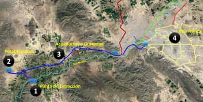 El punto de extracción está ubicado en las coordenadas 25 grados 27' 33.12' de latitud norte y 103 grados 43' 16.53 de longitud oeste.