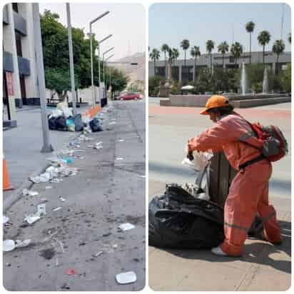 Se desplegaron aproximadamente 100 trabajadores de barrido manual para retirar todos los desechos en la vía pública.