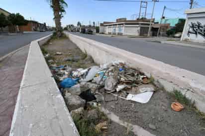 Día 'normal' en el bulevar San Antonio lleno de basura. En la zona hay bolsas de basura a cielo abierto completamente expuestas y otras llevan tanto tiempo que incluso la maleza ha crecido alrededor. (FERNANDO COMPEÁN)