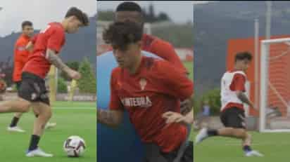 Jordan Carrillo ya entrenó con sus compañeros del Sporting de Gijón