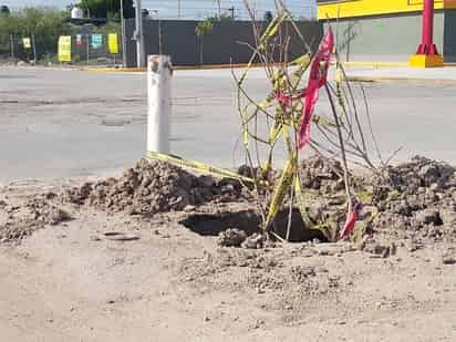 En Juárez y Obsidiana, al Oriente de Torreón, ocurrió el colapso de un tramo de drenaje.