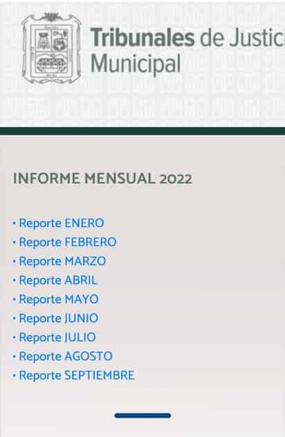 El portal de transparencia del Tribunal de Justicia Municipal continúa sin actualizarse desde el pasado mes de septiembre. (INTERNET)