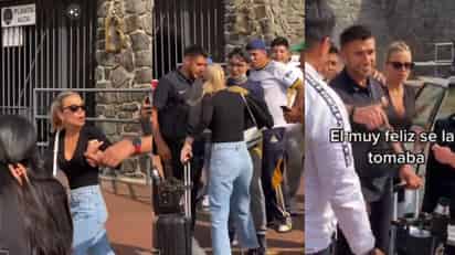 Novia de jugador de Pumas se enoja y empuja a aficionado