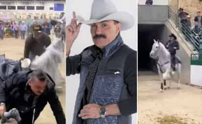 La caída que sufrió 'El Chapo' de Sinaloa de un caballo quedó registrada en un video difundido en redes sociales. (ESPECIAL)