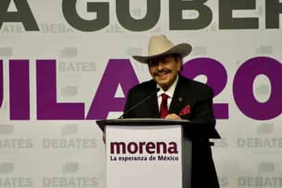 El candidato de Morena, Armando Guadiana, presentó sus propuestas durante el primer debate rumbo a la gubernatura de Coahuila. (VYRON INFANTE)