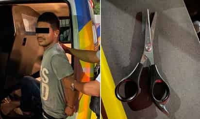 Servando Natanael se molestó, golpeó a su madre y posteriormente tomó unas tijeras, amenazando con matarla; fue detenido por policías de Monterrey. (ESPECIAL)