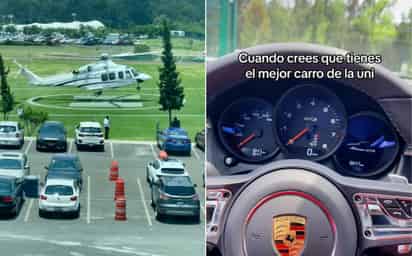 Un joven del Tec de Monterrey quiso presumir que tenía el mejor carro de su universidad; sin embargo, un momento que quedó grabado opacó sus intenciones al mostrar a otro estudiante llegando en helicóptero.