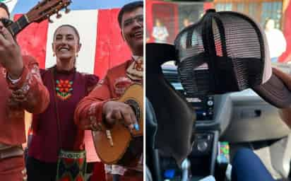 Al estar en Durango, Claudia Sheinbaum se percató de que varios de sus simpatizantes portaban una gorra con 'colita de caballo'. (ESPECIAL)