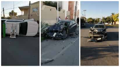 El percance se reportó a las 7:30 horas de este sábado y las unidades involucradas son una camioneta Nissan Frontier; un BMW; un Volkswagen Virtus; y un automóvil Suzuki. (EL SIGLO DE TORREÓN) 