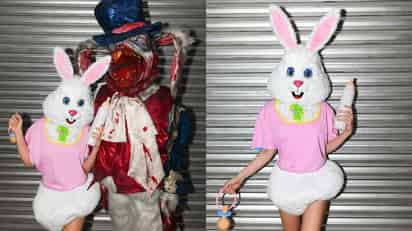 Belinda se corona como 'reina del Halloween' y posa como conejita junto a misterioso acompañante