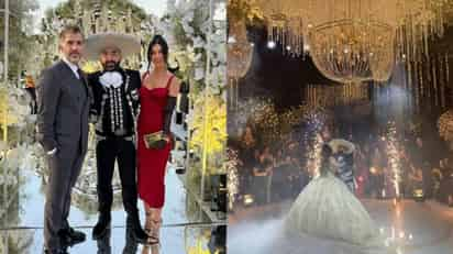 El gran día llegó para Vicente Fernández Jr. y Mariana González, luego de que celebraran su boda, en una ceremonia religiosa que fue sucedida por un espectacular festejo donde convocaron a 400 invitados en los que no podía faltar doña Cuquita, Alejandro Fernández y demás integrantes de la familia. ESPECIAL: INSTAGRAM 