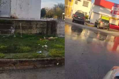 Fuga de agua en la colonia Rovirosa Wade de Torreón.