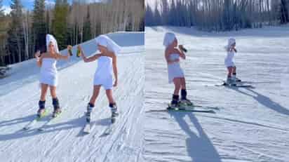 La influencer venezolana Lele Pons está disfrutando sus vacaciones de temporada en Aspen, Colorado (Estados Unidos). Con el buen humor que la caracteriza, ha estado compartiendo algunos momentos de diversión en sus redes sociales y en uno de ellos se le puede ver junto a la cantante brasileña Anitta, ambas esquiando y haciendo un brindis con champán, envueltas en toallas blancas y como recién salidas de la ducha.