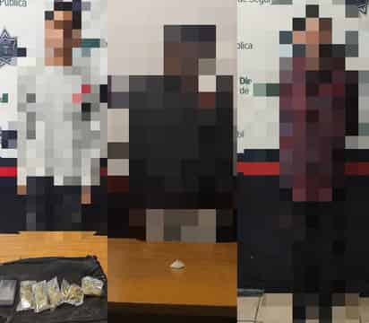 Aseguran a tres en posesión de varias dosis de marihuana y cristal en diferentes sectores del municipio de Torreón.