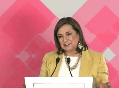 Xóchitl Gálvez durante conferencia de prensa de este 23 de febrero. 