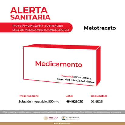 Alerta sanitaria. (COFEPRIS)