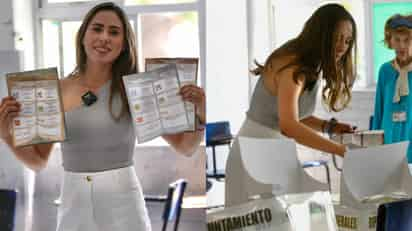 Cecilia Guadiana emite su voto en Saltillo