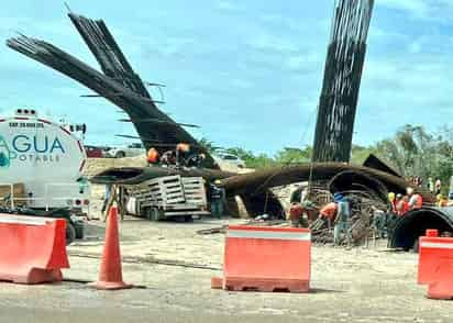 Colapso de estructura del Tren Maya. (TWITTER)