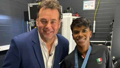 David Faitelson felicita a Prisca Awiti tras ganar medalla de plata en París 2024