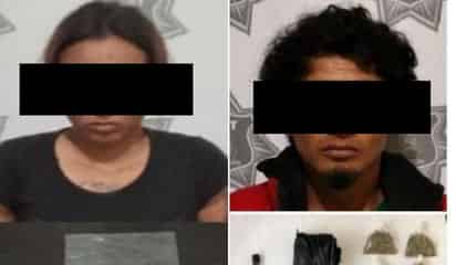 En calles de Torreón detienen a hombre y mujer en posesión de dosis de cristal y marihuana