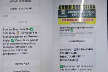 Alerta Bienestar por mensajes fraudulentos sobre préstamos a cambio de información