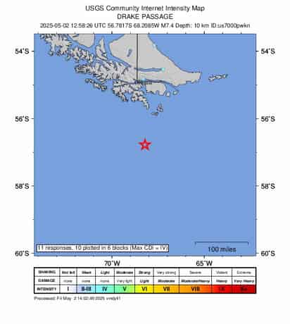 Sismo de magnitud 7.5 sacude sur de Chile, activa alerta de tsunami