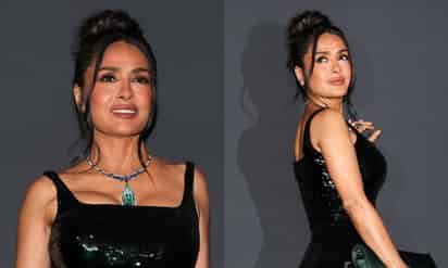 Salma Hayek luce el tono verde elegante en un vestido de lentejuelas