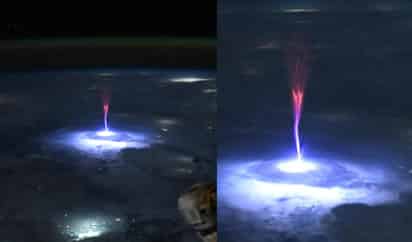 Columna de luces rojas sobre México (@Astro_Ayers)