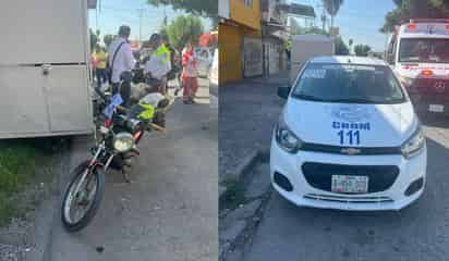 Adulto mayor resulta lesionado tras impactar su moto contra un taxi en Gómez Palacio
