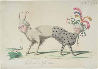 Los dos son solo uno (siglo XVIII), ilustración contra Luis XVI y María Antonieta de Austria en el contexto de la Revolución Francesa. Imagen: metmuseum.org