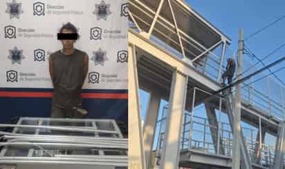 Policía Municipal detienen a sujeto por daños en puente peatonal