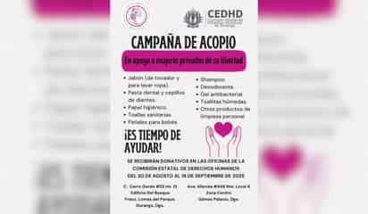 Inicia campaña de acopio en apoyo a mujeres privadas de su libertad en Durango