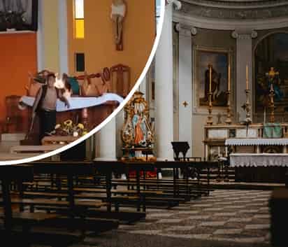 Hombre causa terror en iglesia de Veracruz, tras quemar altar y figuras religiosas. [Especial]