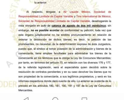 Jueza rechaza petición de Air Liquide contra obreros de AHMSA